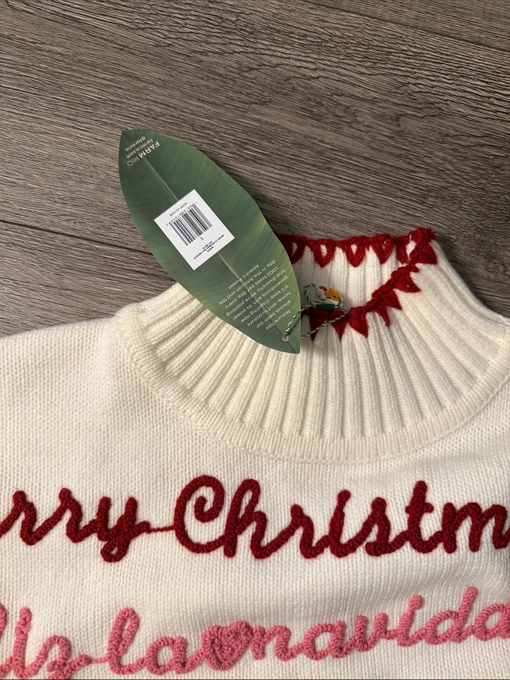 NWT FARM RIO Off-White Merry Christmas Knit Sweater, size S - Picture 6 of 7